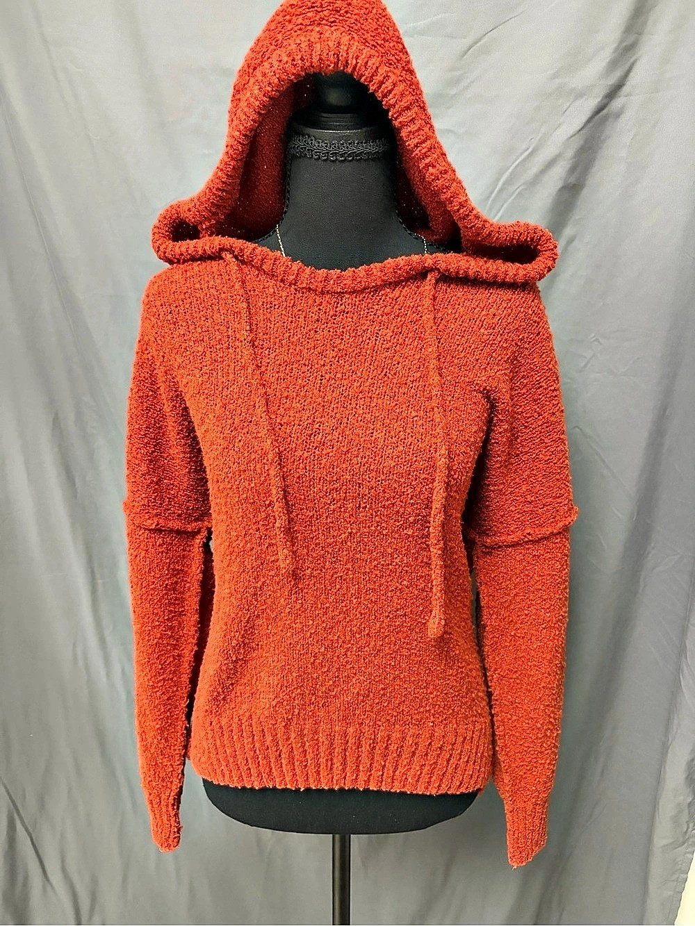 Love tree Hooded Knit Sweater in Orange Size Medium